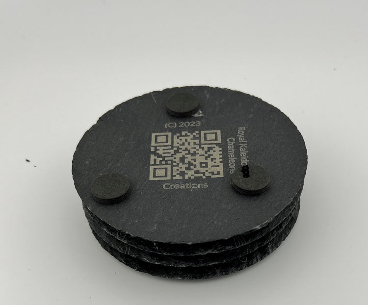 Coaster Slate Round Engraved Tarantulas