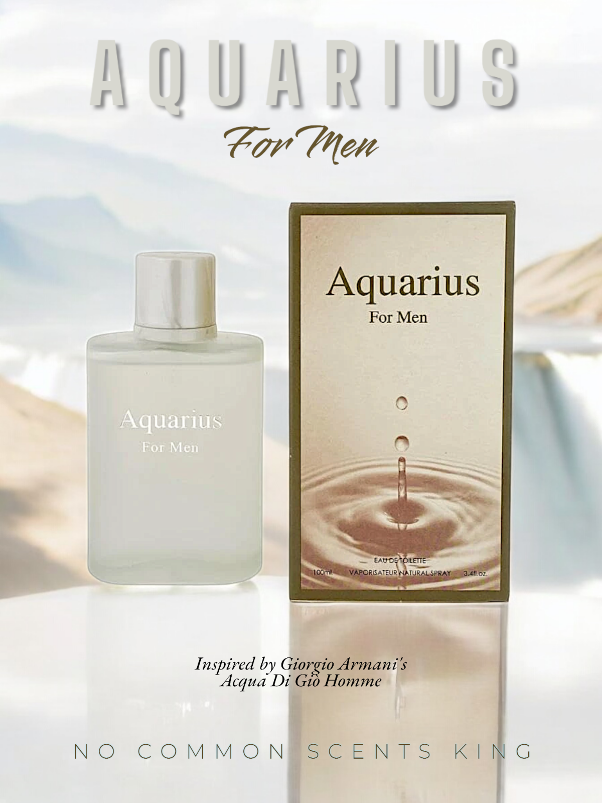 AQUARIUS FOR MEN (DUPE OF ARMANI Acqua di Gio) EDP 100mL (3.4FL OZ) Item 25c