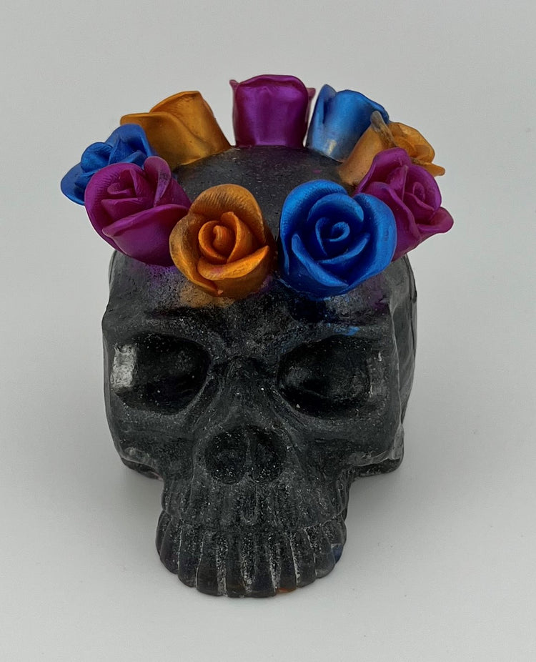 Resin Item 23105 Skull with Flowers