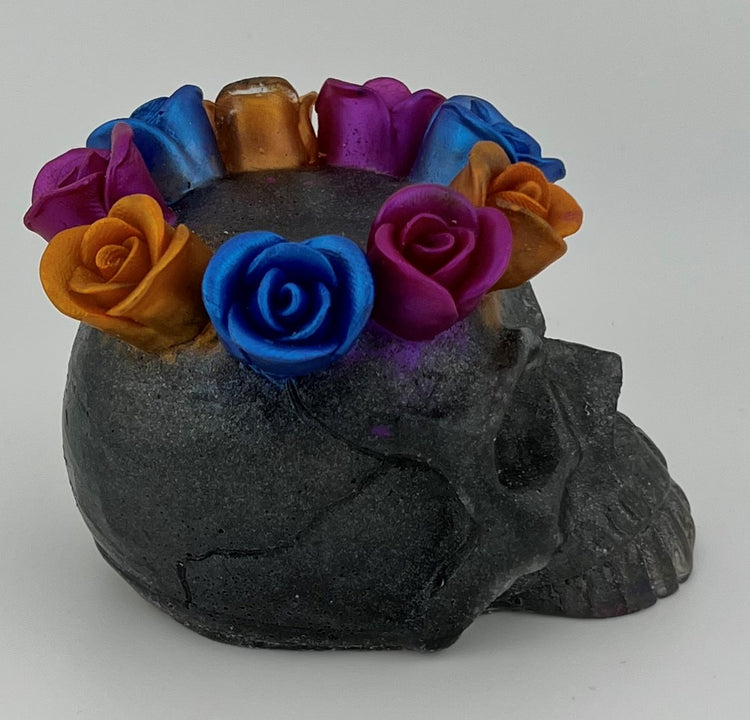 Resin Item 23105 Skull with Flowers