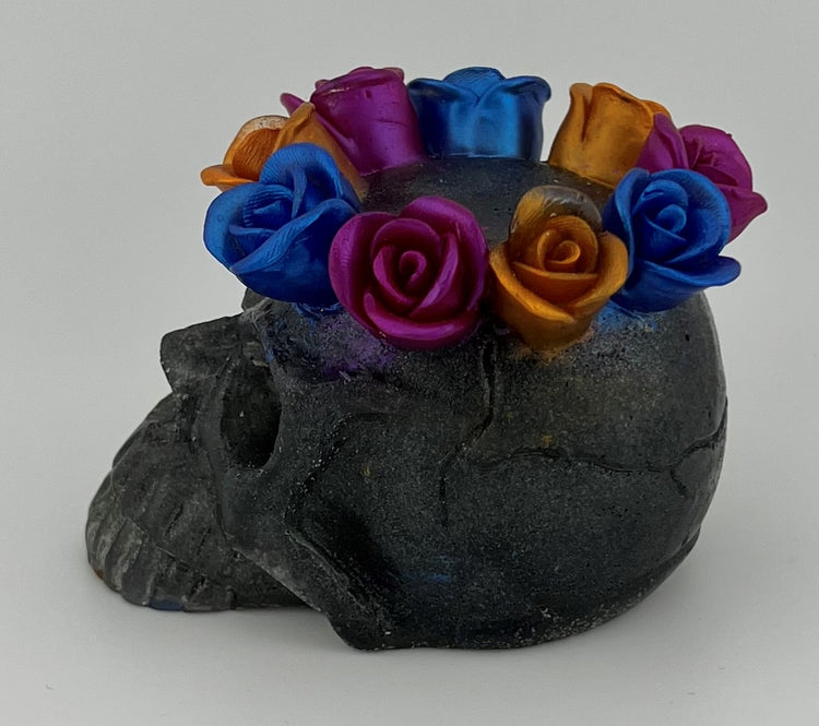 Resin Item 23105 Skull with Flowers