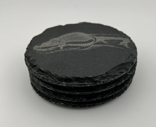 Coaster Slate Round Engraved Snakes