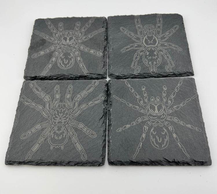 Coaster Slate Square Engraved Tarantulas