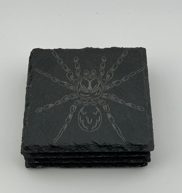 Coaster Slate Square Engraved Tarantulas